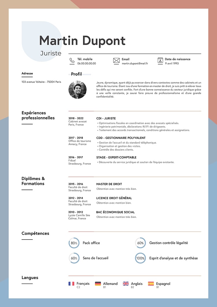 CV modèle Pétillant